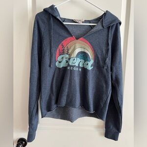 Blue Cropped Hoodie Sweatshirt